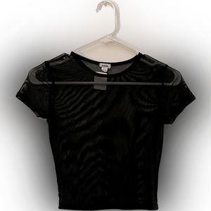 Black mesh crop top